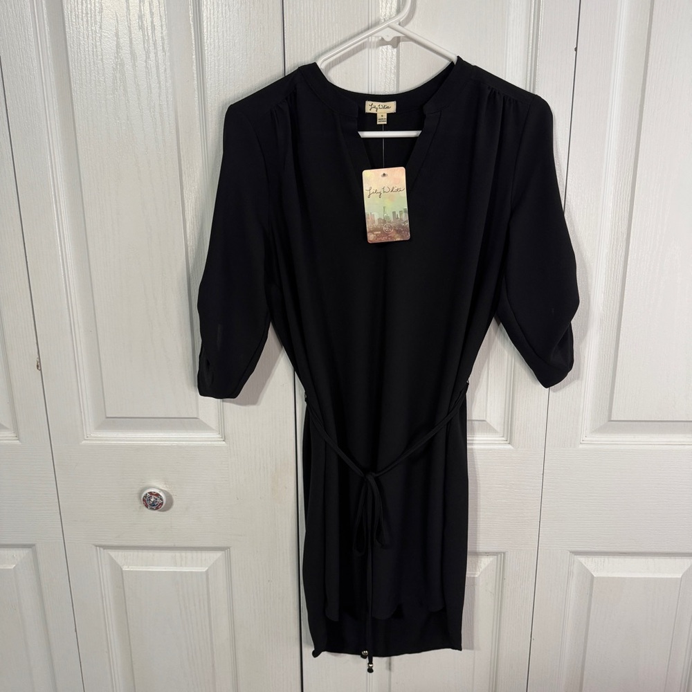 Lily White black waist tie dress size small